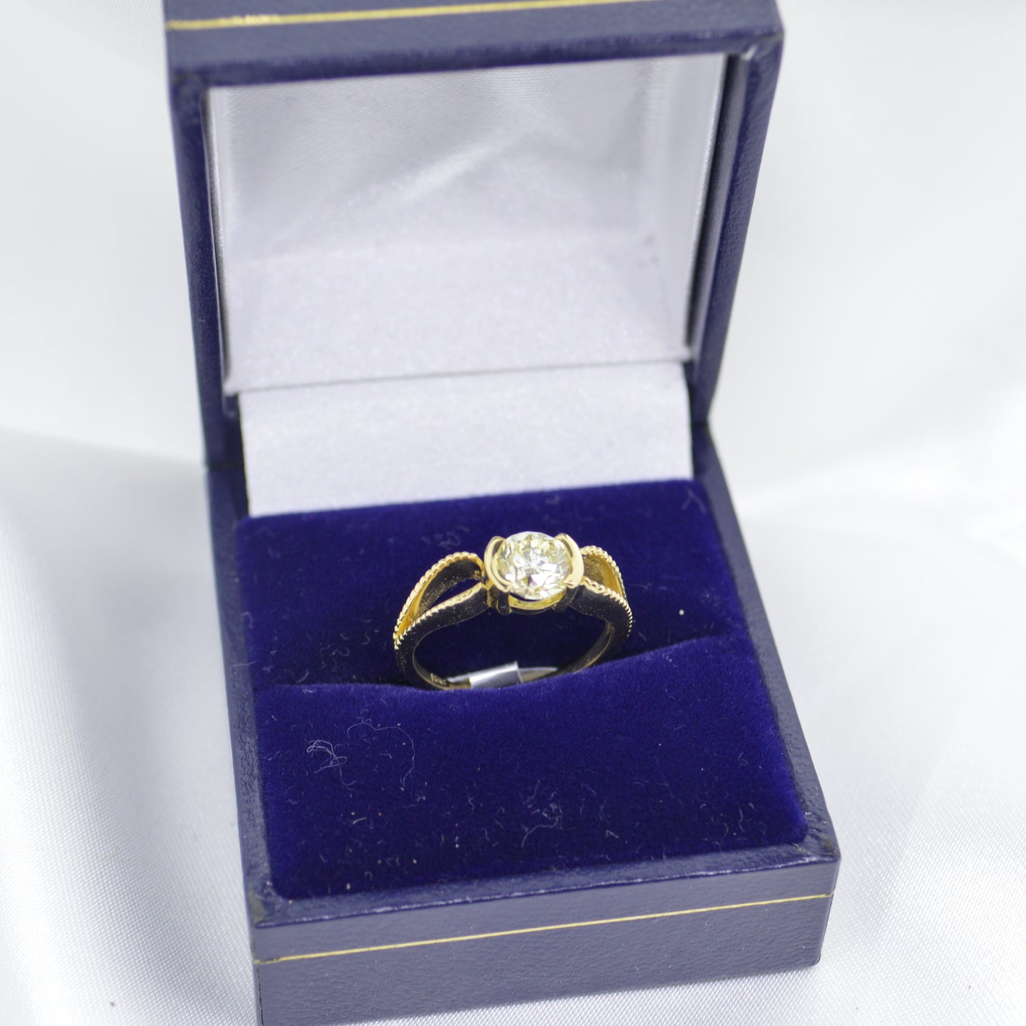 14ct Yellow Gold Natural Diamond Ring Solitaire Split Shank/Bypass Style