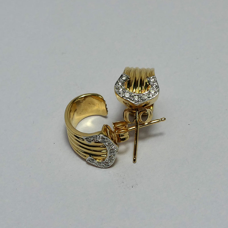 Vintage 18ct Gold half hoop Diamond ear rings
