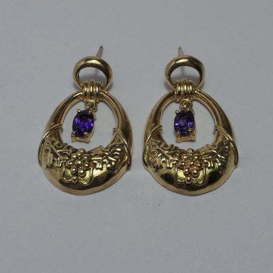 Vintage 9ct Gold & Amethyst earrings