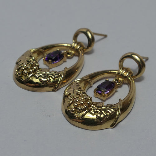 Vintage 9ct Gold & Amethyst earrings
