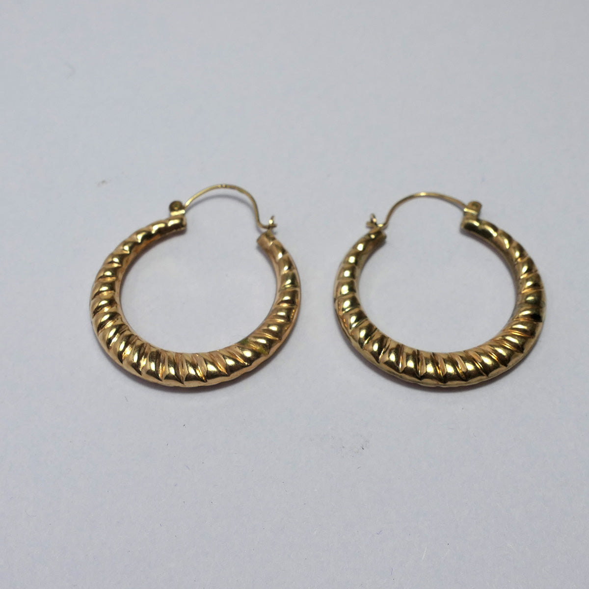9ct patterned yellow Gold hoops