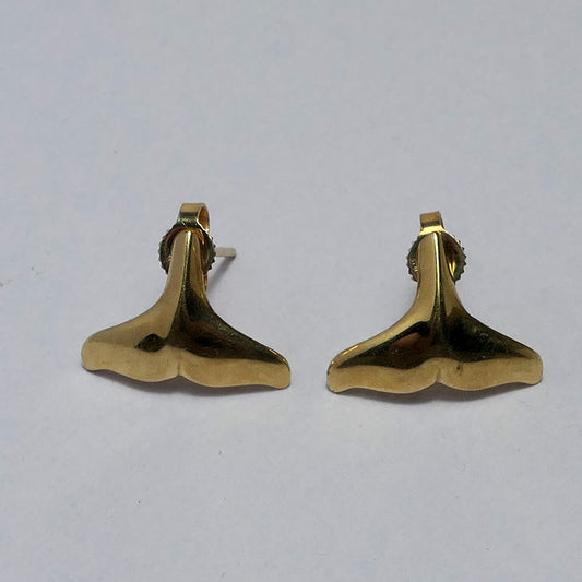 Whale tail 9ct yellow gold studs