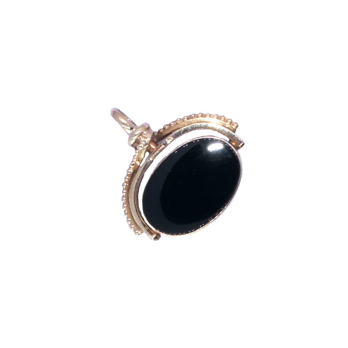 Vintage 9ct yellow gold fob with black onyx & carnelian stones