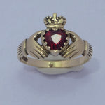 9ct Gold and Garnet Claddagh Ring