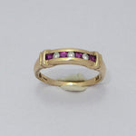 Vintage channel set Ruby & diamond 9ct yellow gold ring