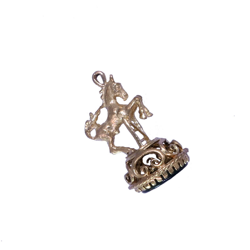 Vintage 9ct yellow horse fob