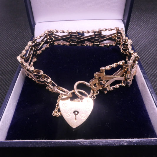 Vintage 9ct Yellow gold gate bracelet