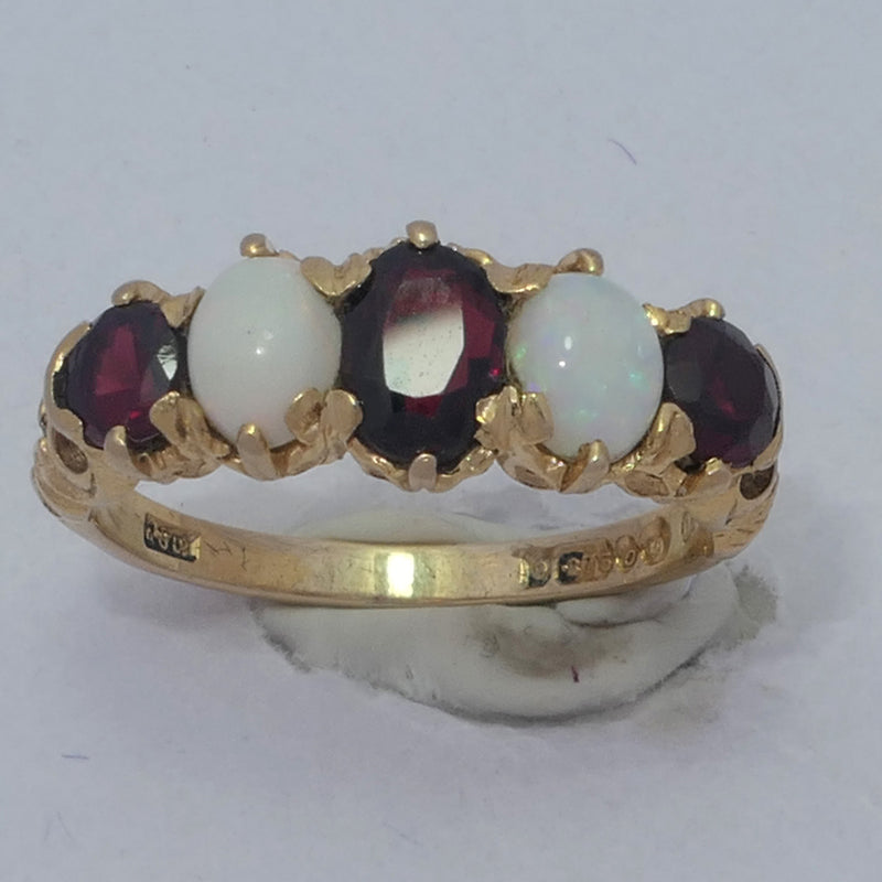 9ct Gold Garnet and Opal Dress Ring