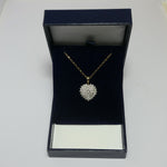 Vintage 18ct Diamond heart Pendant on elegant 9ct Box chain