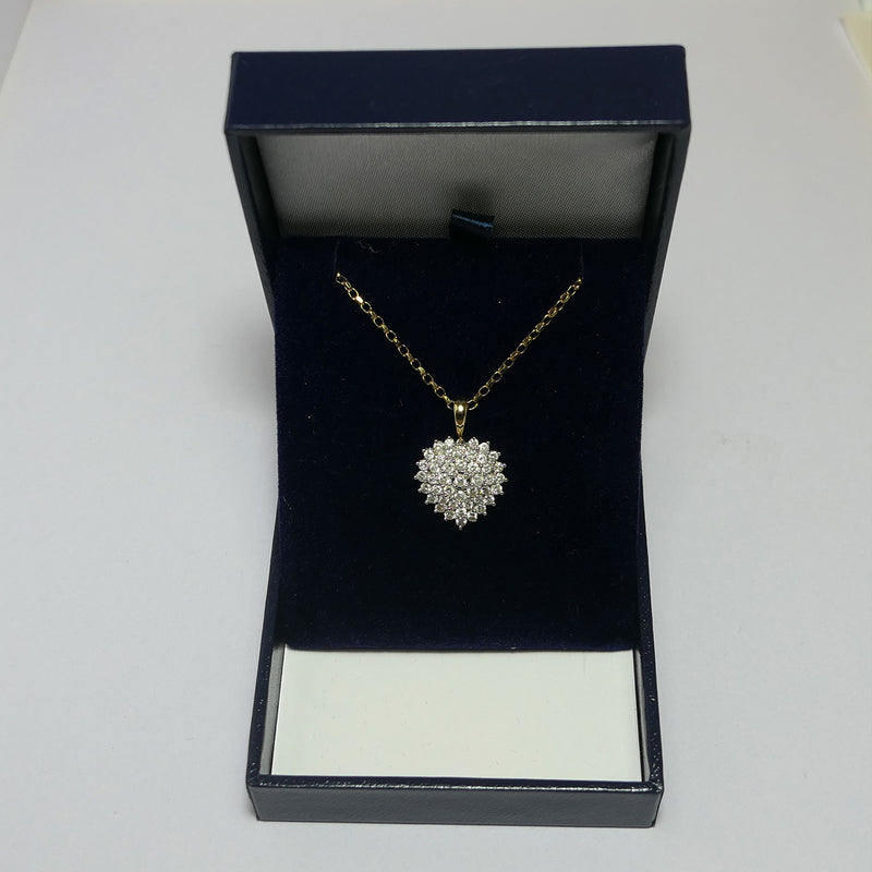 Vintage 18ct Diamond heart Pendant on elegant 9ct Box chain