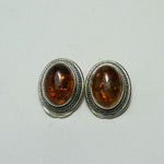 Silver Amber clip on earrings