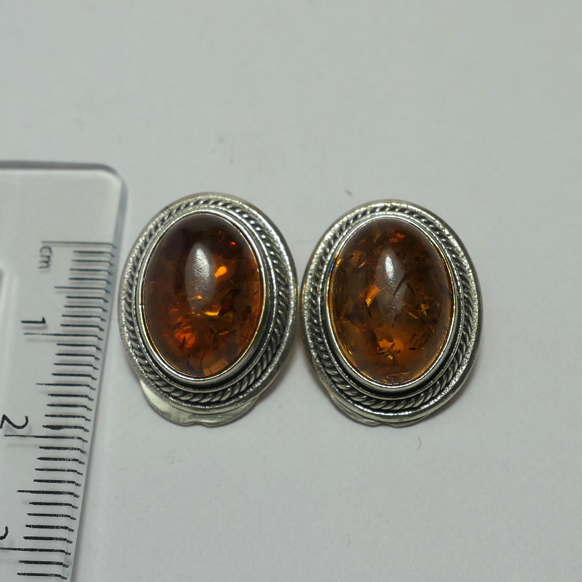 Silver Amber clip on earrings
