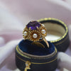 9ct Large Amethyst & pearl dress ring