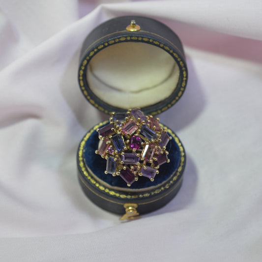 9ct large multi coloured cubic zirconia ring