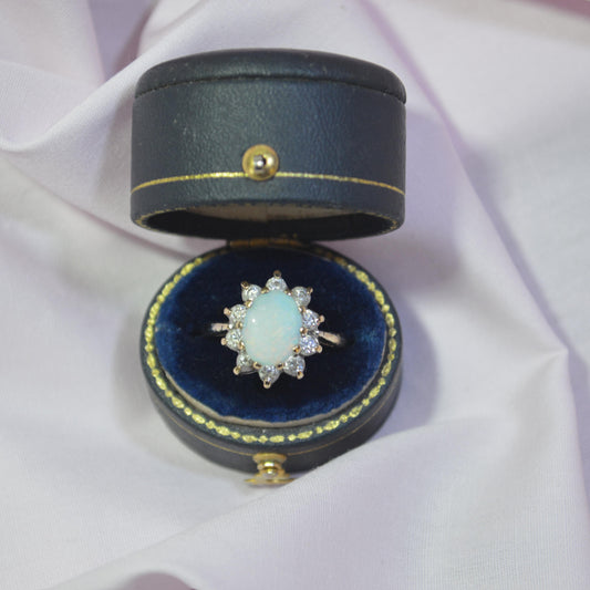 9ct Opal & Cubic Zirconia ring