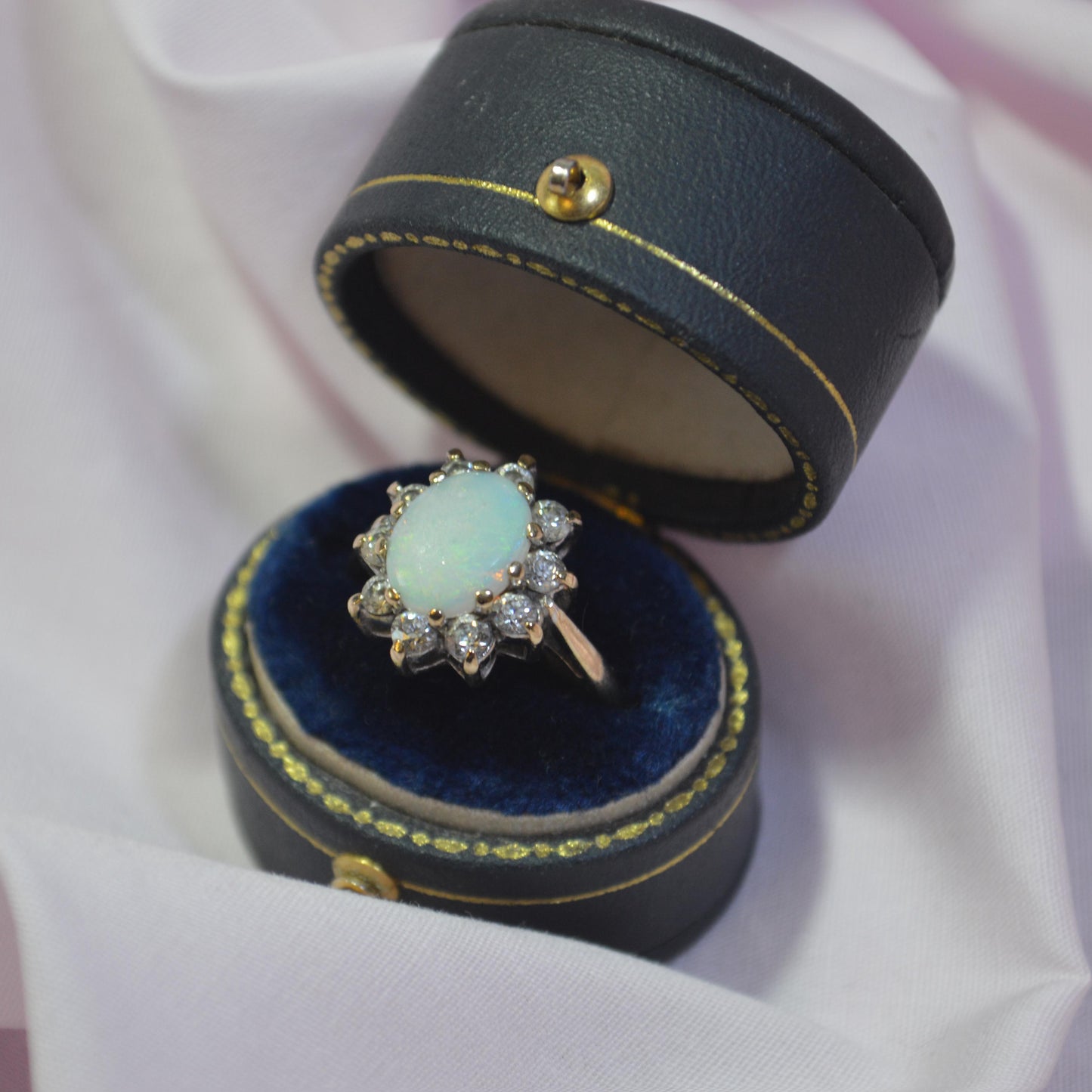 9ct Opal & Cubic Zirconia ring