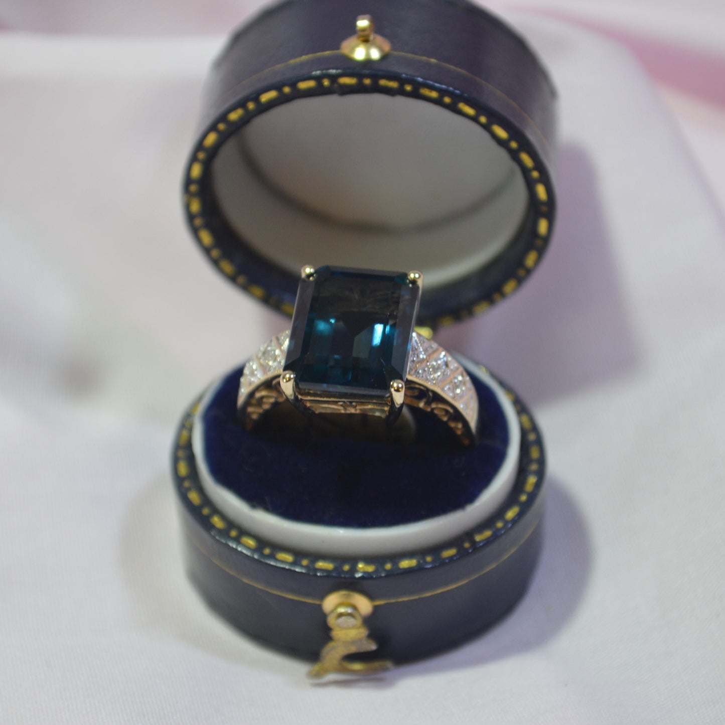 9ct Large Blue Cubic Zirconia ring