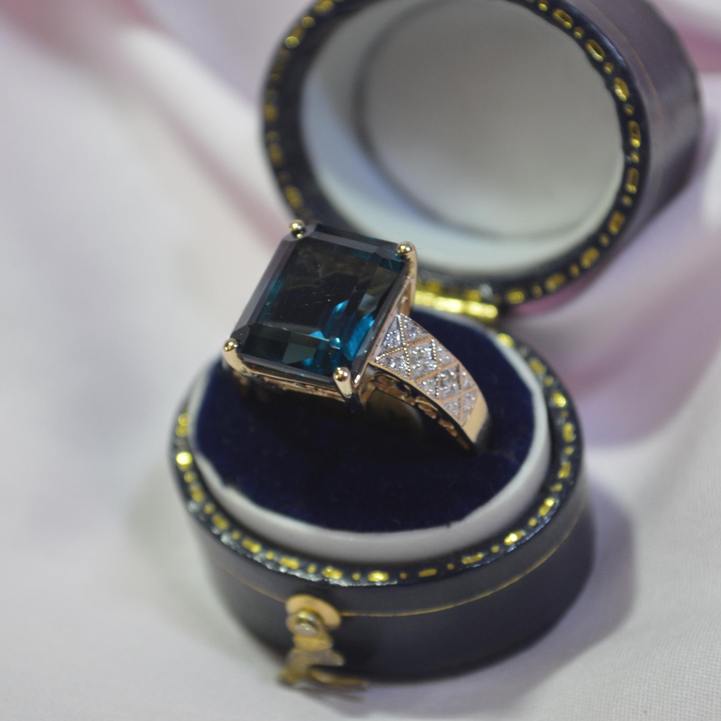9ct Large Blue Cubic Zirconia ring