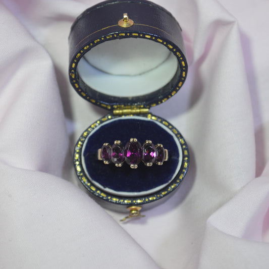 9ct Five stone Purple Marquise Cubic Zirconian