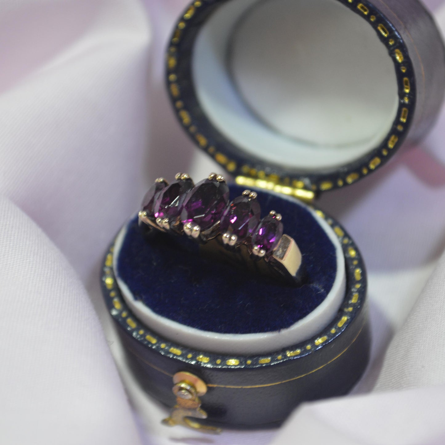 9ct Five stone Purple Marquise Cubic Zirconian
