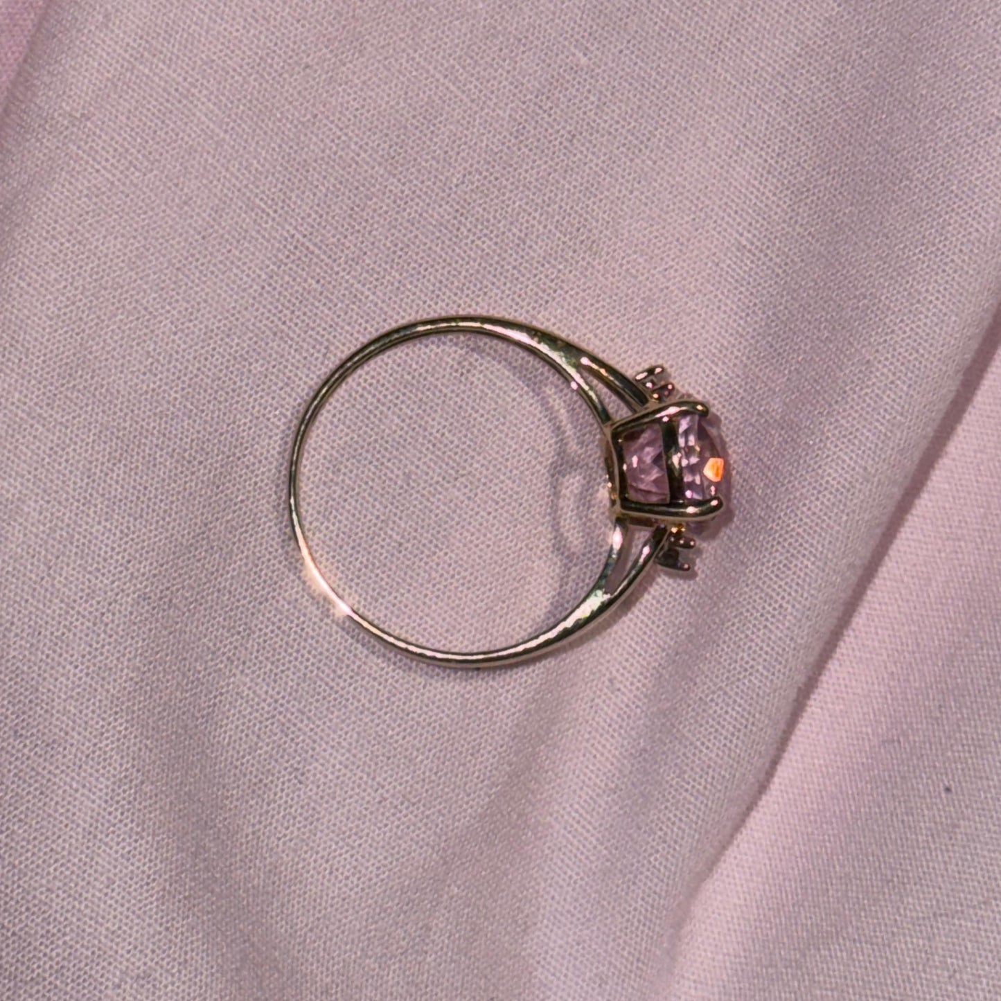 9ct Pink stone & Cubic Zirconia ring