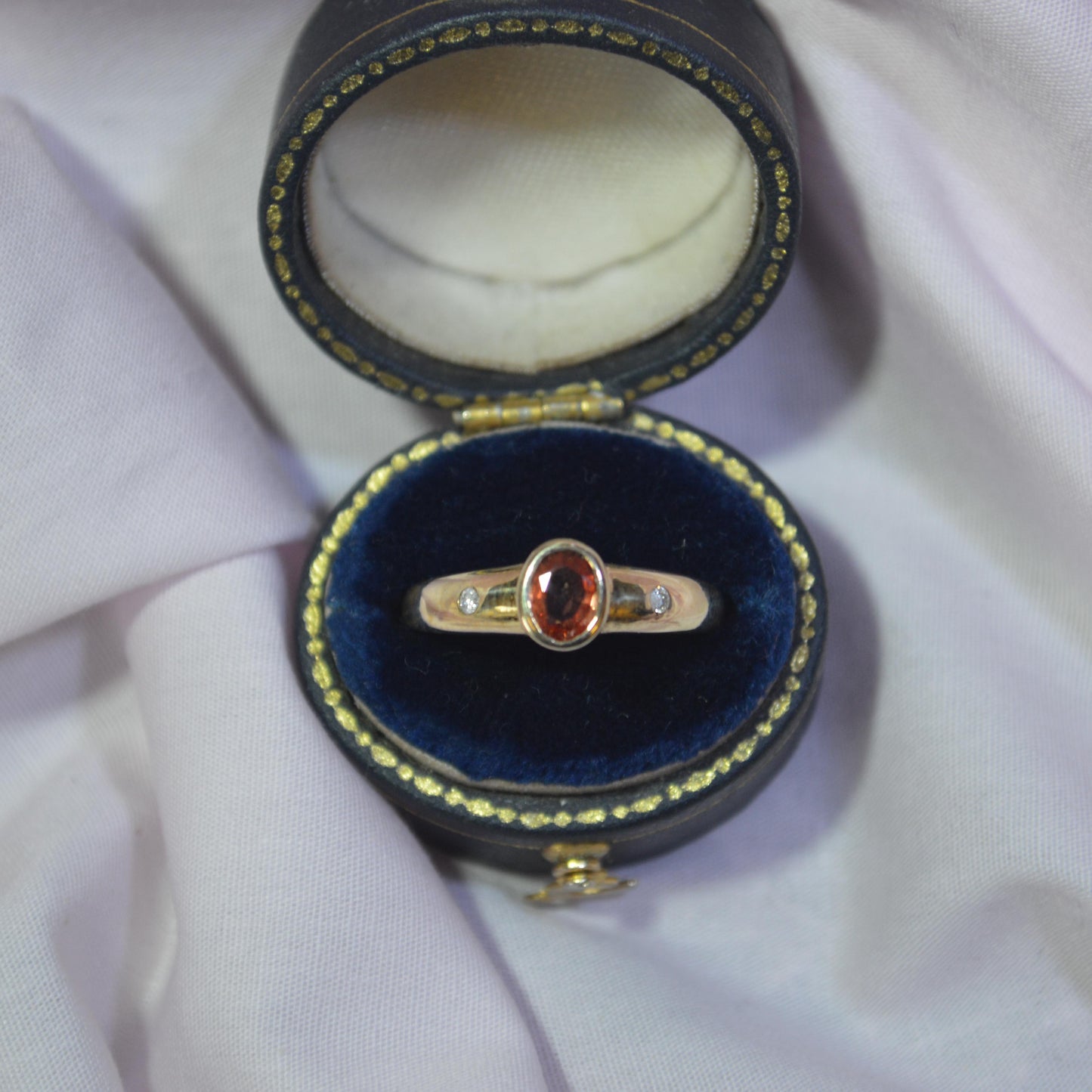 9ct band With orange Cubic Zirconia