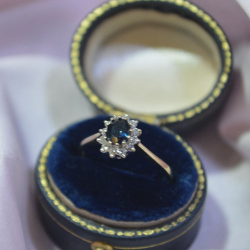 9ct Sapphire with cubic zirconia ring