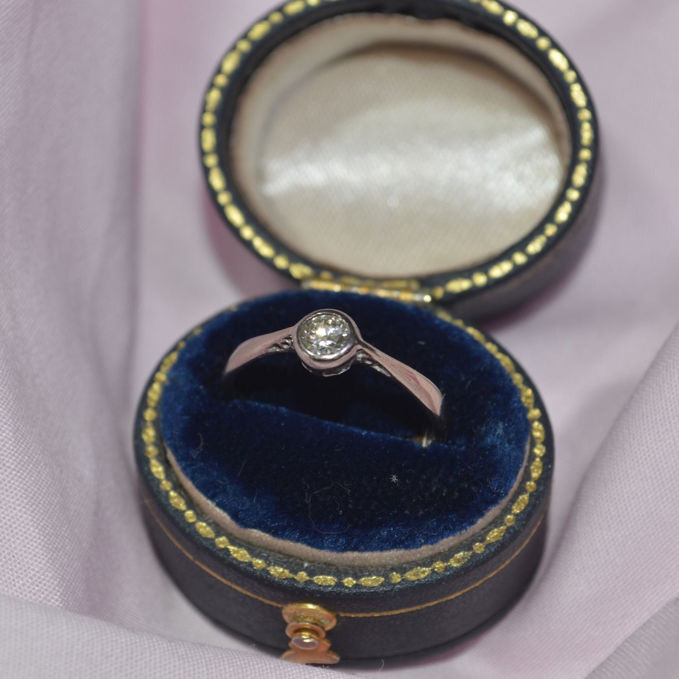 18ct white gold Rub over Diamond Solitaire
