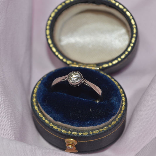 18ct white gold Rub over Diamond Solitaire