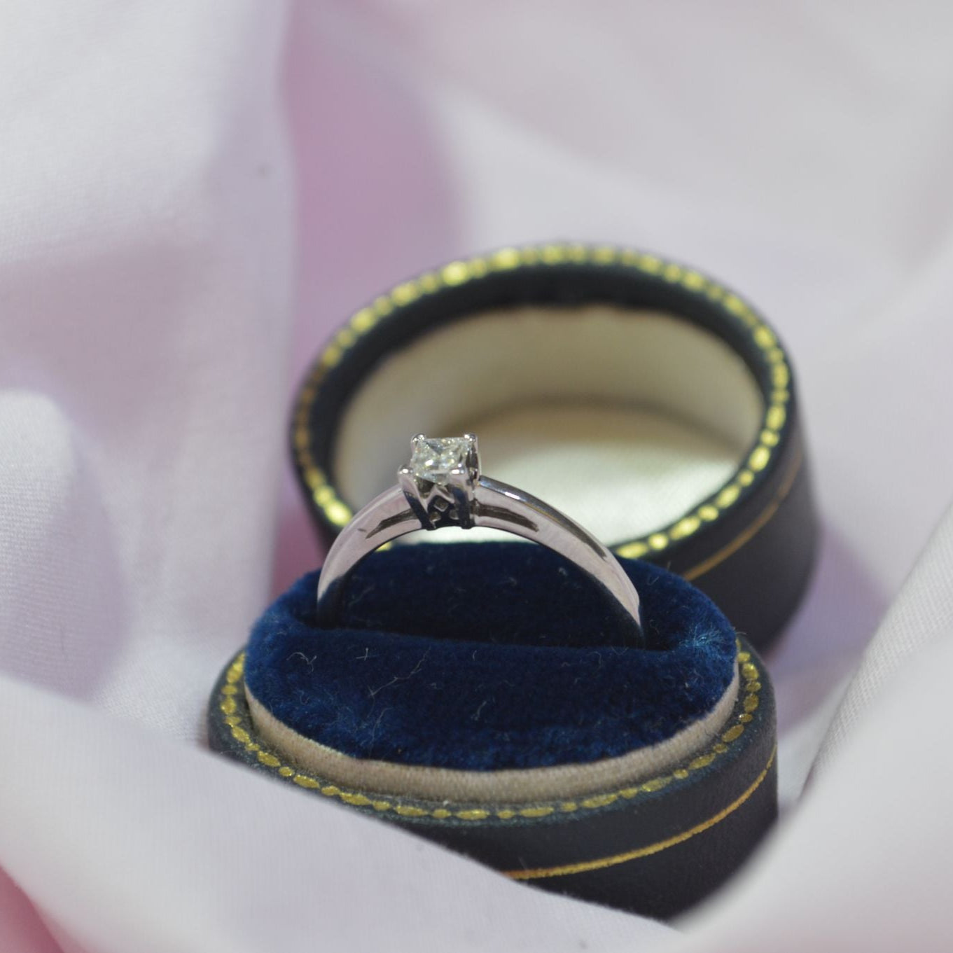 18ct white gold Princess Cut Diamond solitaire