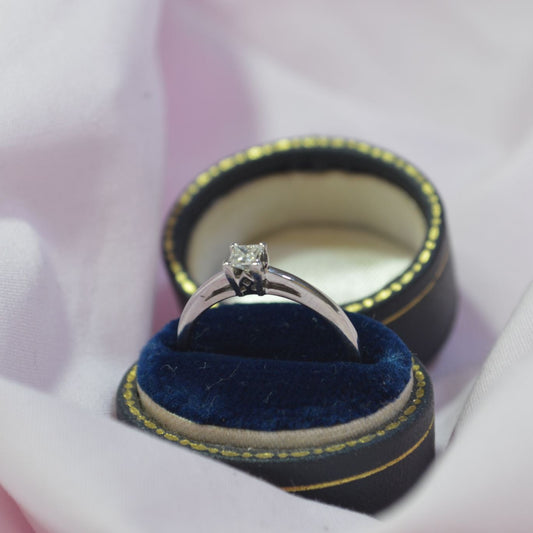 18ct white gold Princess Cut Diamond solitaire