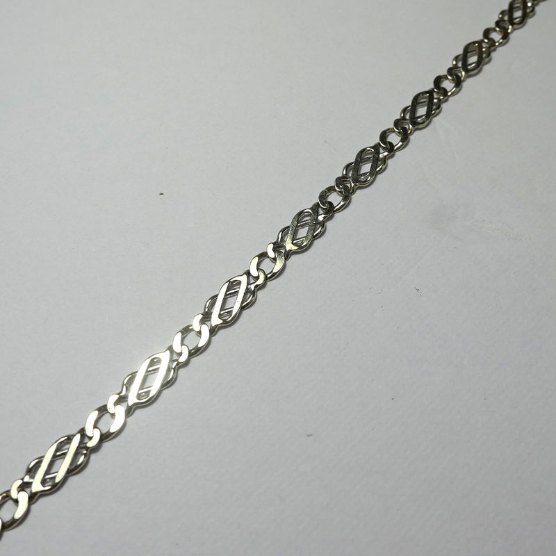 9ct White Gold double curb style bracelet
