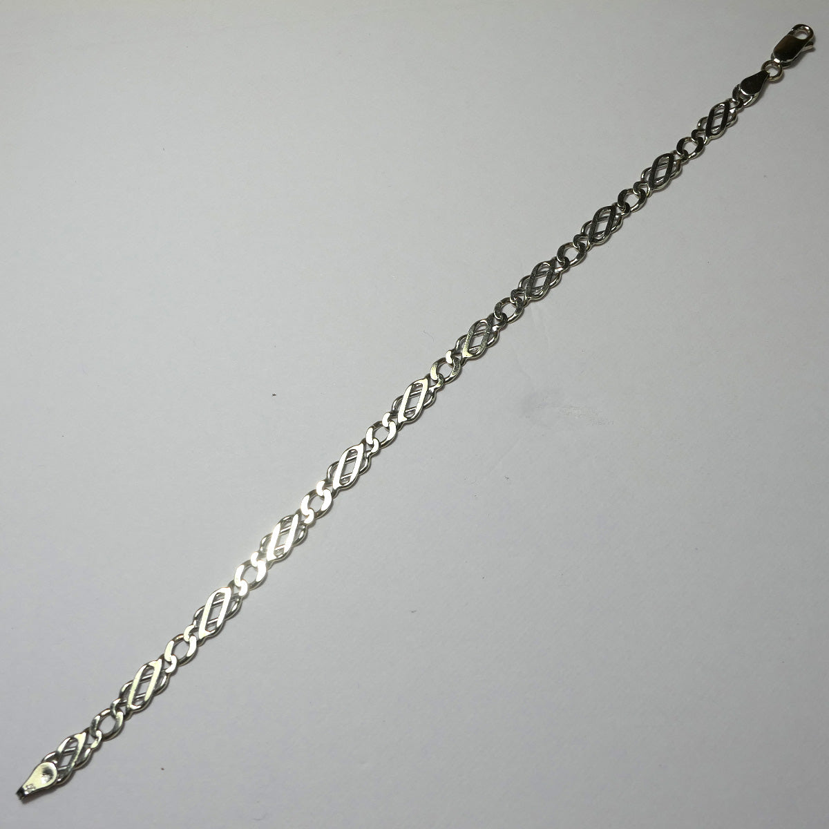 9ct White Gold double curb style bracelet