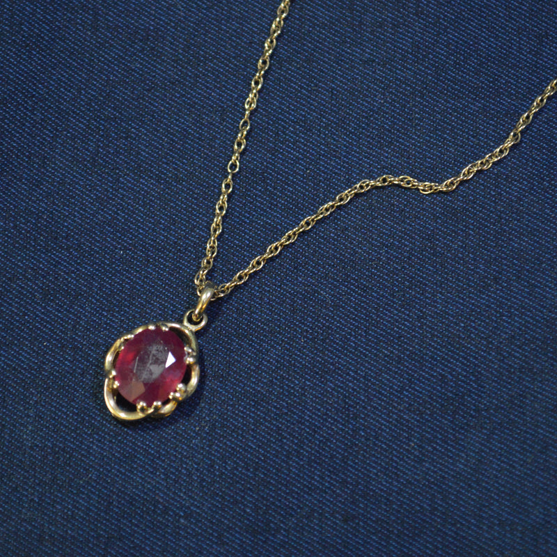 9ct gold vintage Ruby necklace