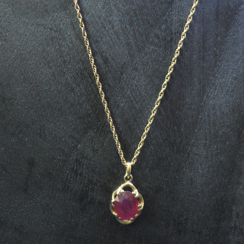 9ct gold vintage Ruby necklace