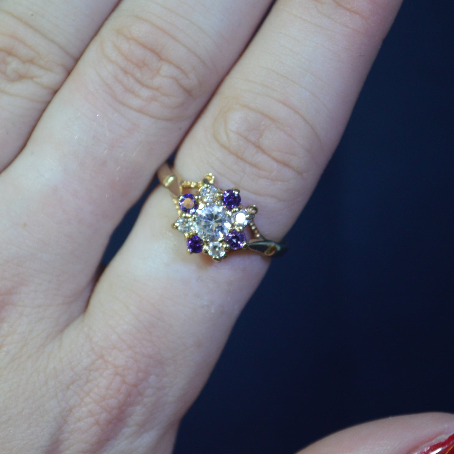 9ct Cubic Zirconia flower ring