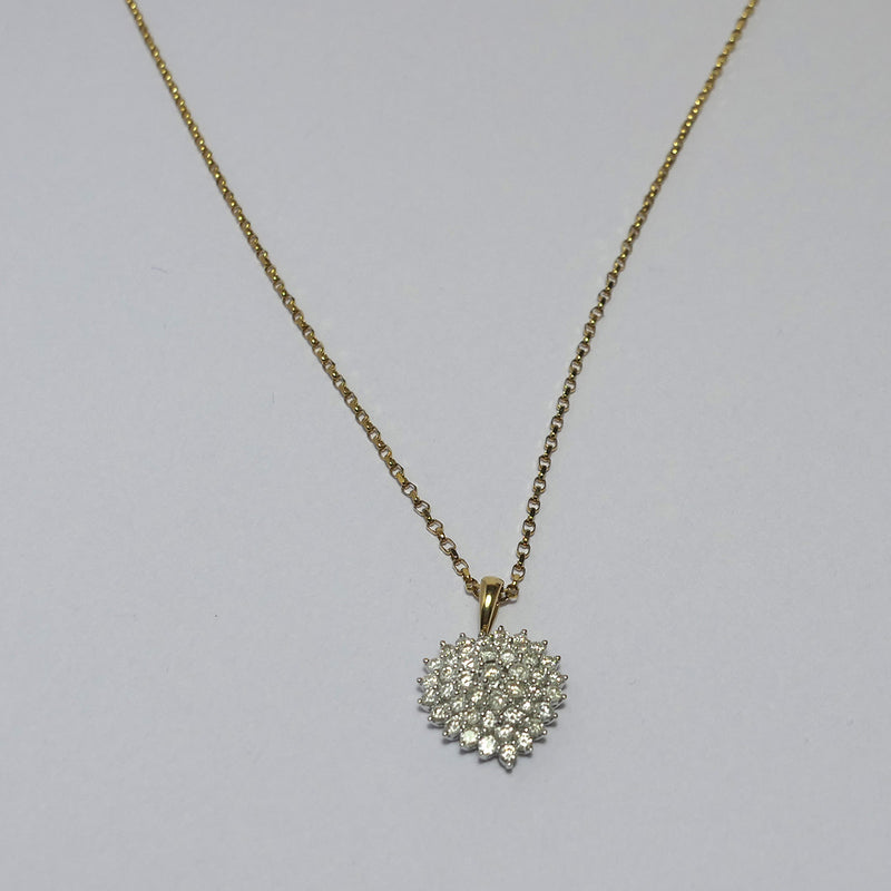 Vintage 18ct Diamond heart Pendant on elegant 9ct Box chain