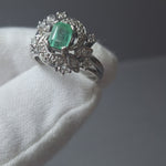 Vintage 14ct white gold Emerald & Diamond Cluster