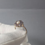 Vintage style opal & garnet 9ct yellow gold ring