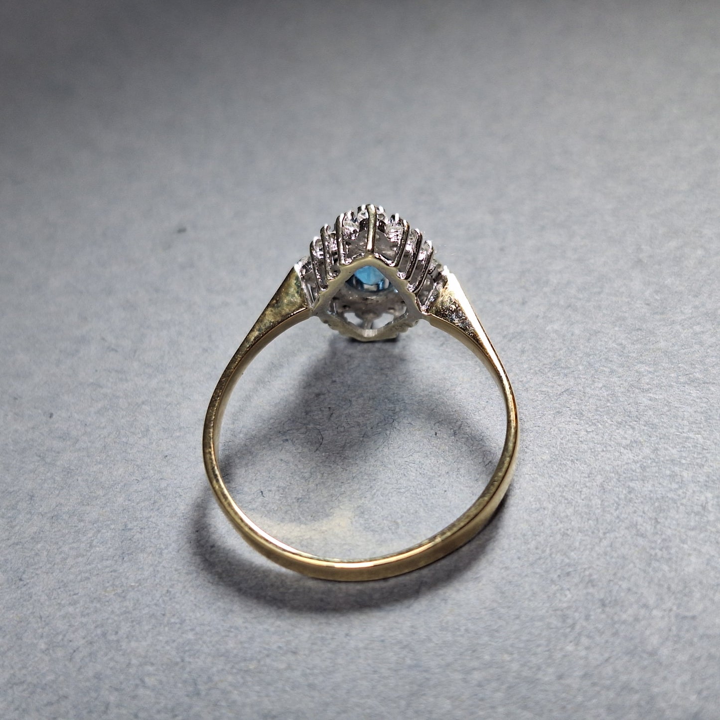 9ct Gold Blue Topaz and Diamond Dress Ring