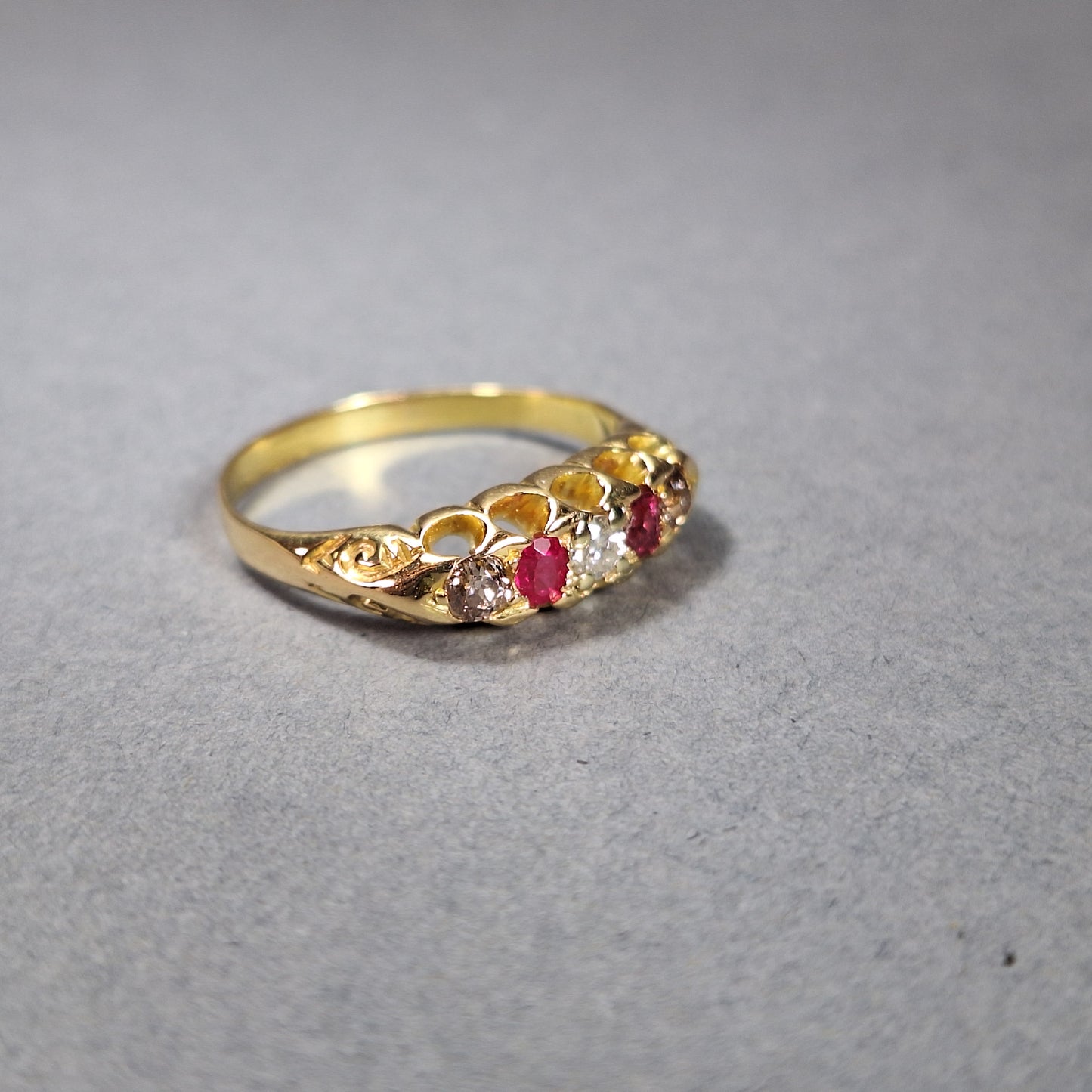 Antique 18ct Gold Ruby and Diamond Ring