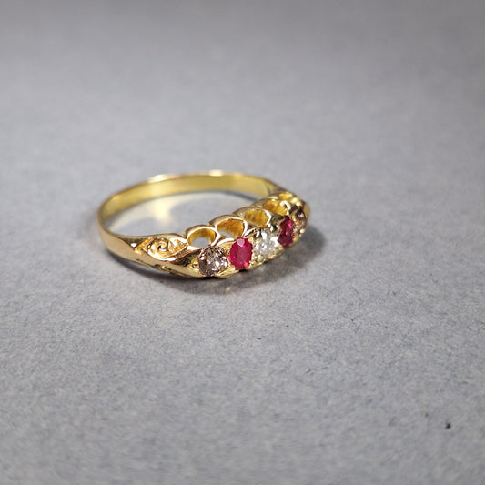 Antique 18ct Gold Ruby and Diamond Ring