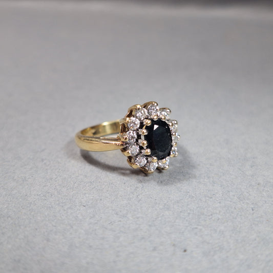 9ct Gold Sapphire Cubic Zirconia Dress Ring