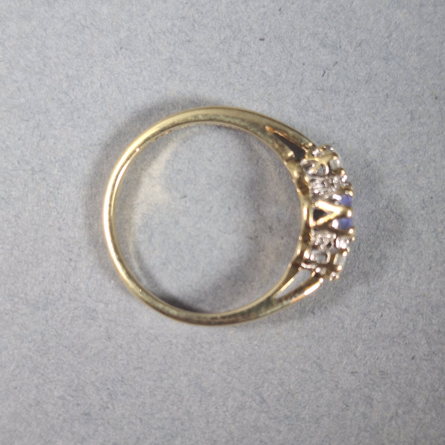 9ct Gold, Ceylon Sapphire and Diamond Ring