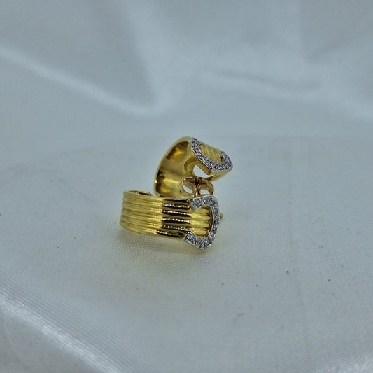 Vintage 18ct Gold half hoop Diamond earrings
