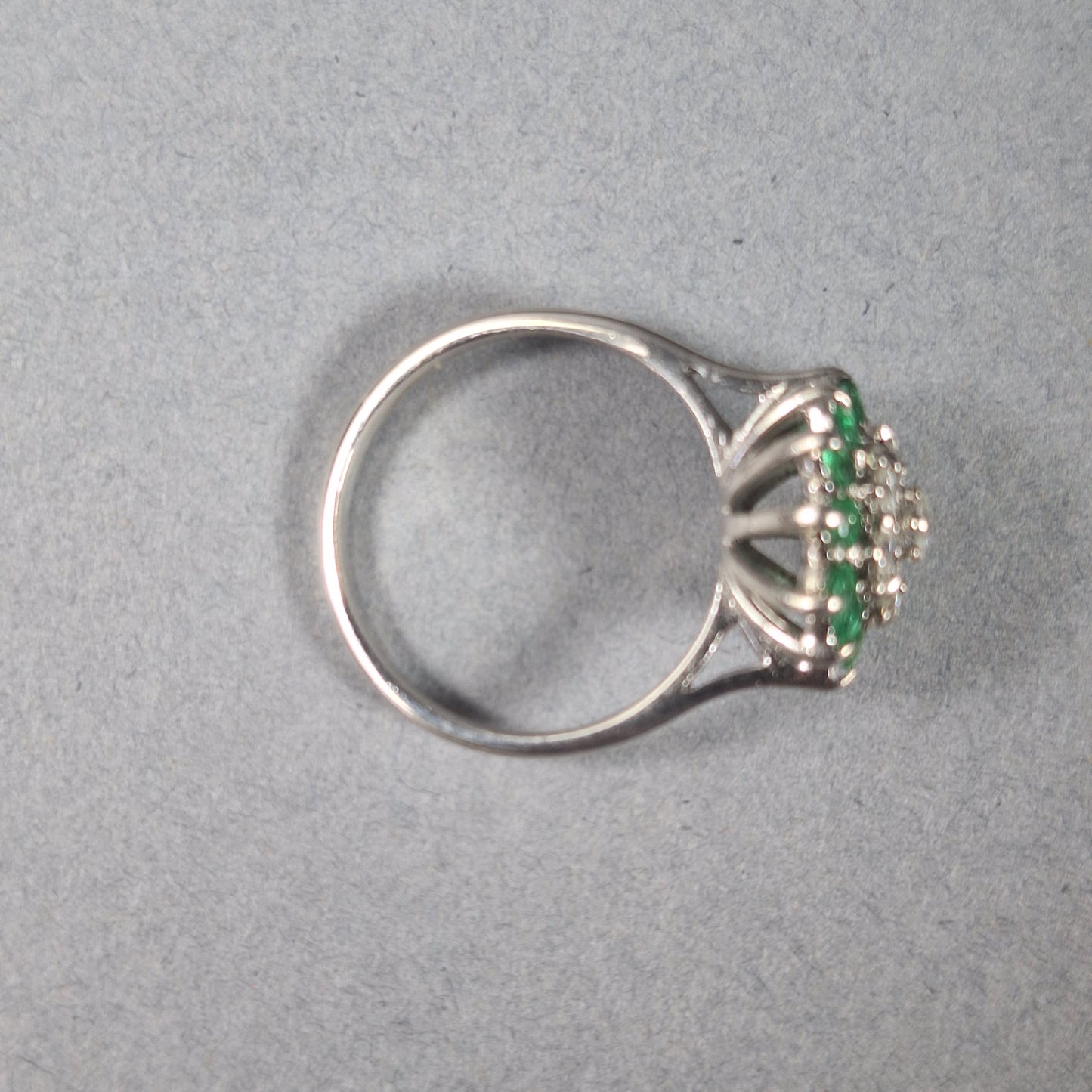18ct White Gold, Emerald and Diamond Ring