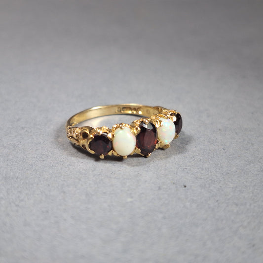 9ct Gold Garnet and Opal Dress Ring