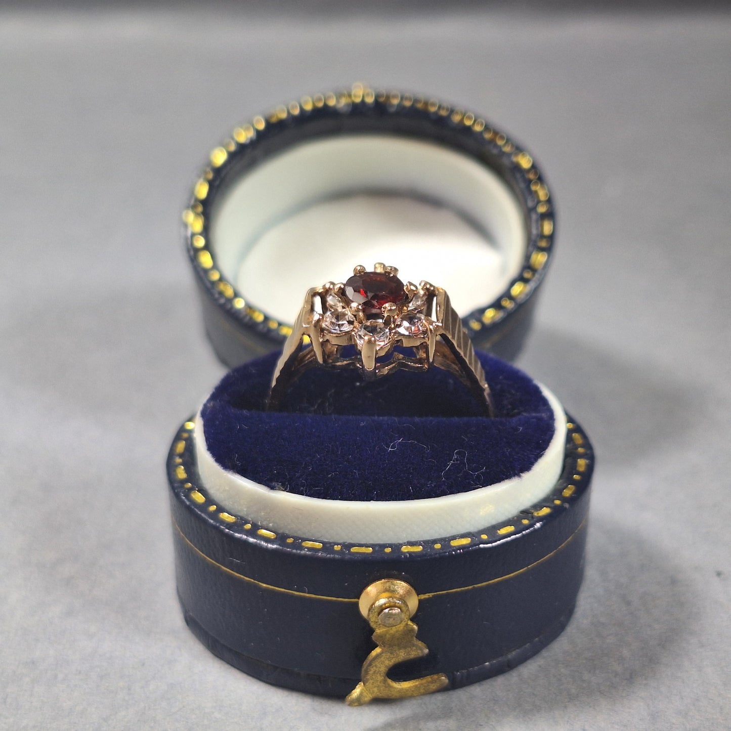 9ct Gold Garnet and Cubic Zirconia Dress Ring