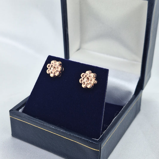 9ct Rose Gold flower studs