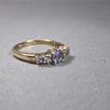 Five stoned Tanzanite 9ct Yellow gold ring